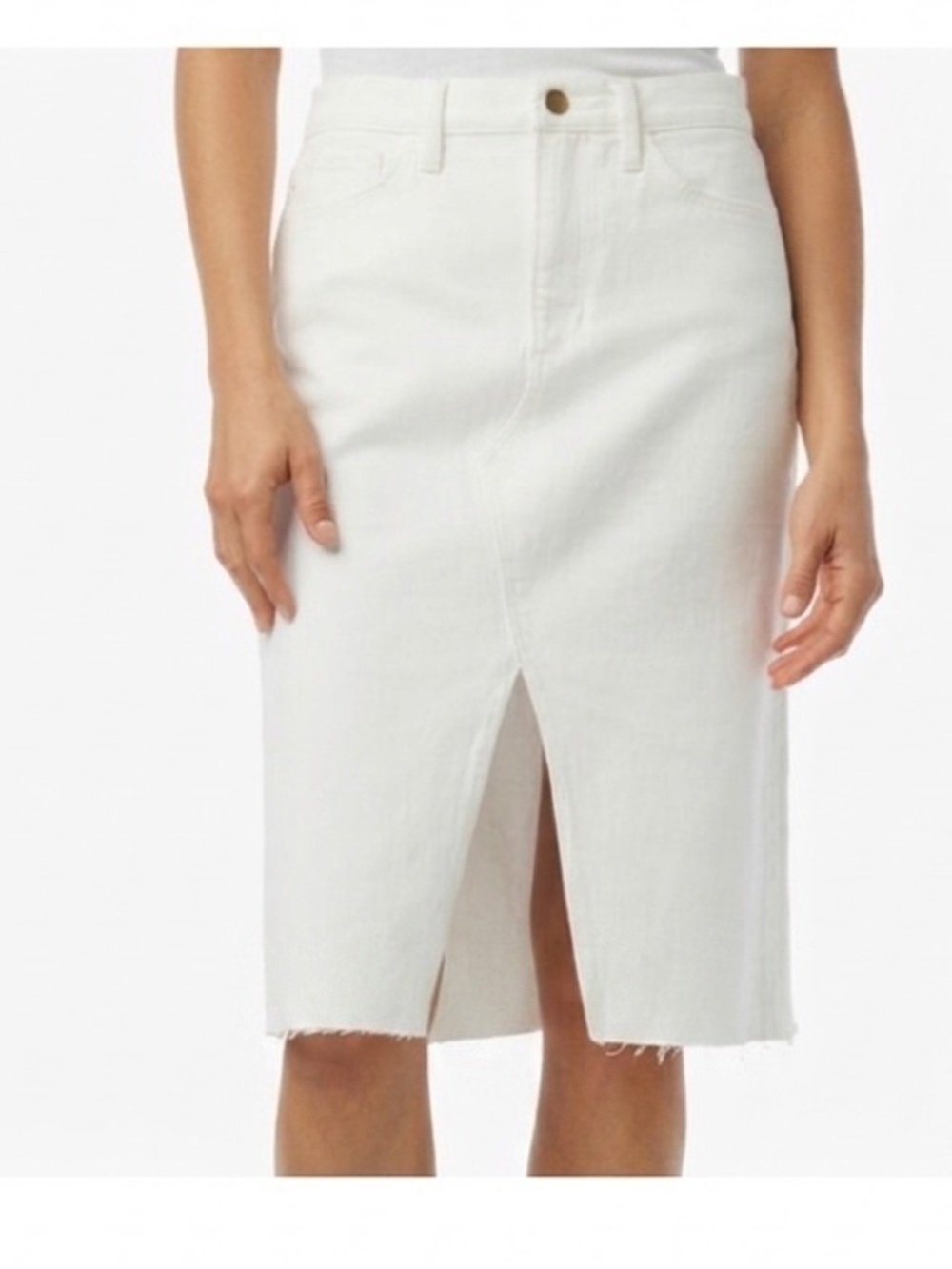 Joe's Jeans White Denim Pencil Skirt with Front Slit